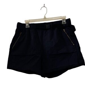 CRZ Yoga Women's Hiking‎ Shorts Large 12 Black Stretch Belted Zipper Pockets